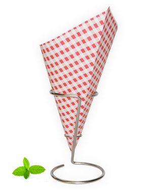 French Fry Cone / Brabant Check (Red & White) / 40 cones