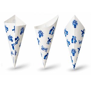 Puntzak Delfts Blauw, voor friet of patat, Delfts Blauw print