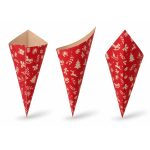 French Fry Cone  Christmas  BIO Brown Paper  40 cones