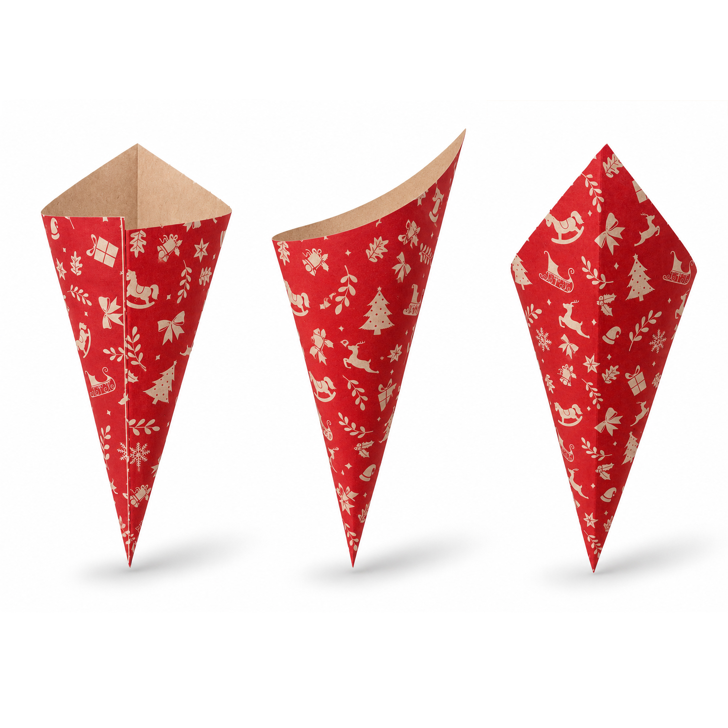 French Fry Cone Christmas BIO Brown Paper 40 cones
